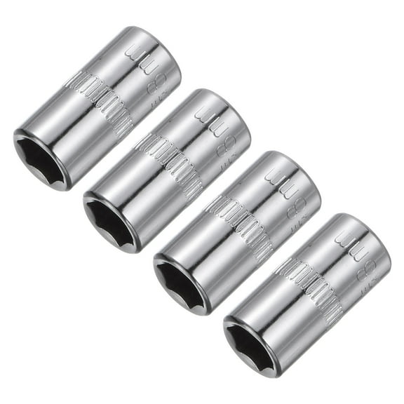 Uxcell 4Pcs 1/4-inch Drive 8mm Steel Chrome Plated 6-Point Shallow Socket