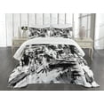 thumbnail image 3 of Ambesonne Black and White Quilted Bedspread Set 3 Pcs, Grunge Art, Queen Size, White Black and Grey, 3 of 5