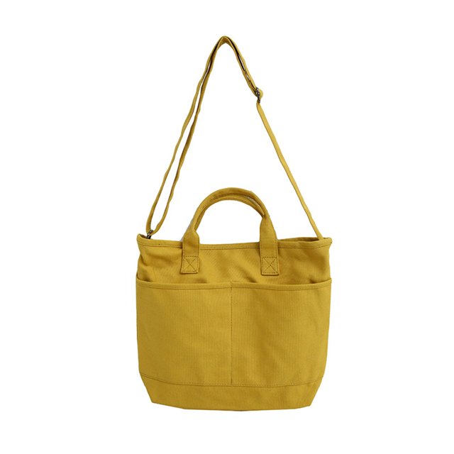 Bolso bandolera de lona de color liso para niña, bolso de estudiante portátil de lona de un solo hombro