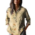thumbnail image 3 of YLHFASHION Chemise en Coton Confortable à Manches Longues Décontractée pour Femmes à Imprimé Artistique Floral Rétro Rabais de 50 % Liquidation Chemises pour Femmes, 3 of 3