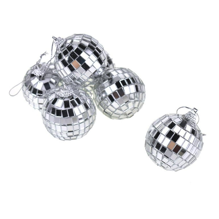 6x Hanging Mini Disco Balls Shiny Silver Mirror Party Halloween Reflect 4cm  Bulk