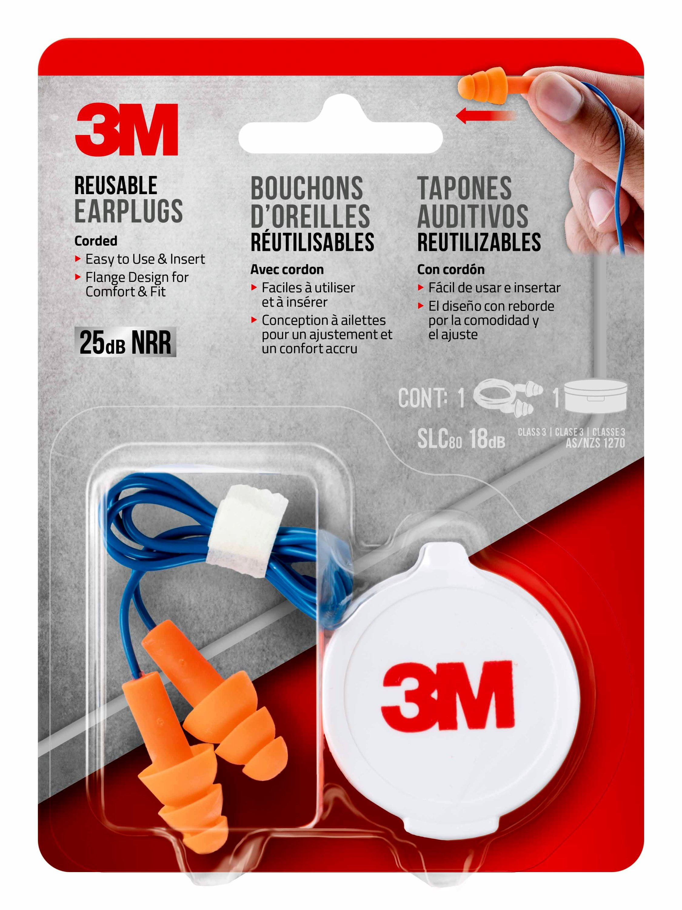 3M Reusable Ear Plugs w Case# 90586 FREE SHIP *r-top LOT of 10 Pairs 
