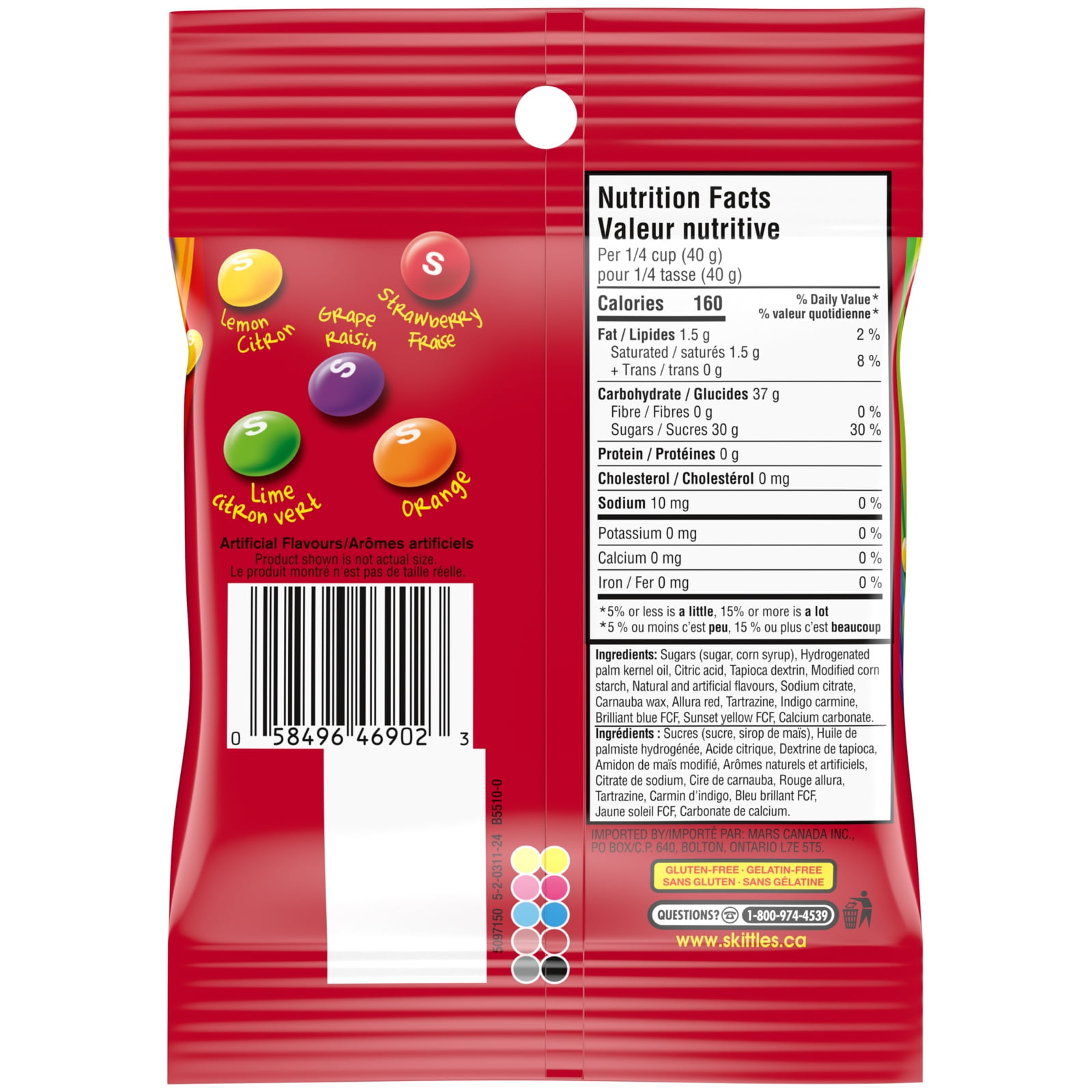SKITTLES, Bonbons Chewy Originaux, Sac, 170g SKITTLES ORIG PEG