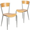 thumbnail image 2 of BizChair 2 Pack Silver Metal Restaurant Chair - Natural Wood Back & Seat, 2 of 8
