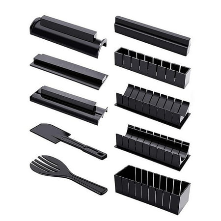 

3/10pcs Multifunctional Cooker Anti-stick DIY Japanese Rice Ball Sushi Making Tools Cake Roll Mold Sushi Maker Equipment Kit BLACK-10PCS SET