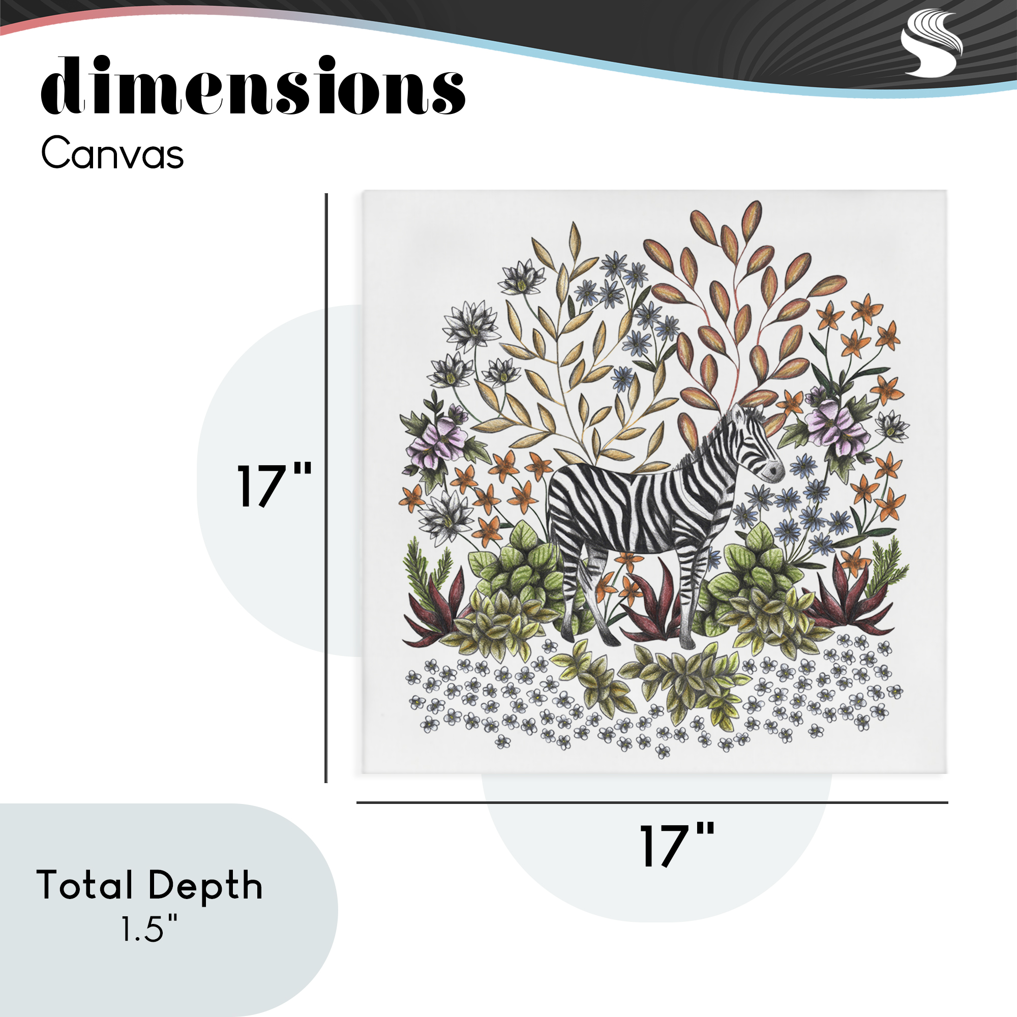 Jungle Wildlife Zebra Canvas Wall Art, design by Cecilia Battaini