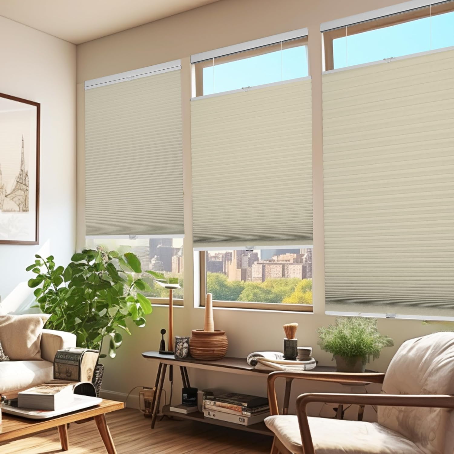 Chicology Beige Blackout Cordless Top Down Bottom Up Cellular Shades 22.5 in. W x 48 in. L
