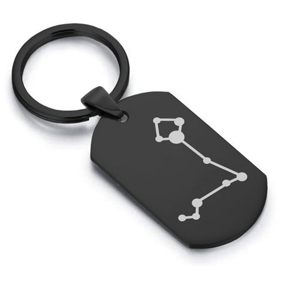 Stainless Steel Pisces (Two Fishes) Astrology Constellation Dog Tag Keychain Circle Ring
