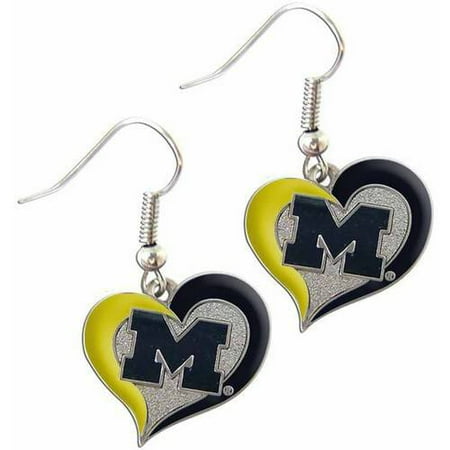 - NCAA Michigan Swirl Heart Shape Dangle Logo Earring Set