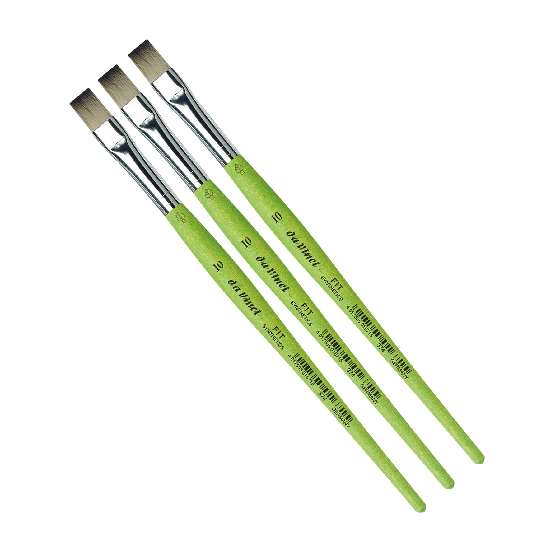 da Vinci FIT Synthetics Student Brush, Synthetic, Acrylic & Tempera, Flat, Series 374, Size 10, Pack of 3