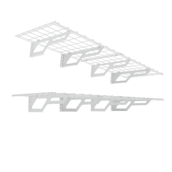Shuntong The Atlas 2-Pack 2x3 ft Garage Wall Shelves, 400lbs Heavy Duty Garage Shelving Wall Mounted, 24"x36" Metal Floating Shelf Storage Rack, White