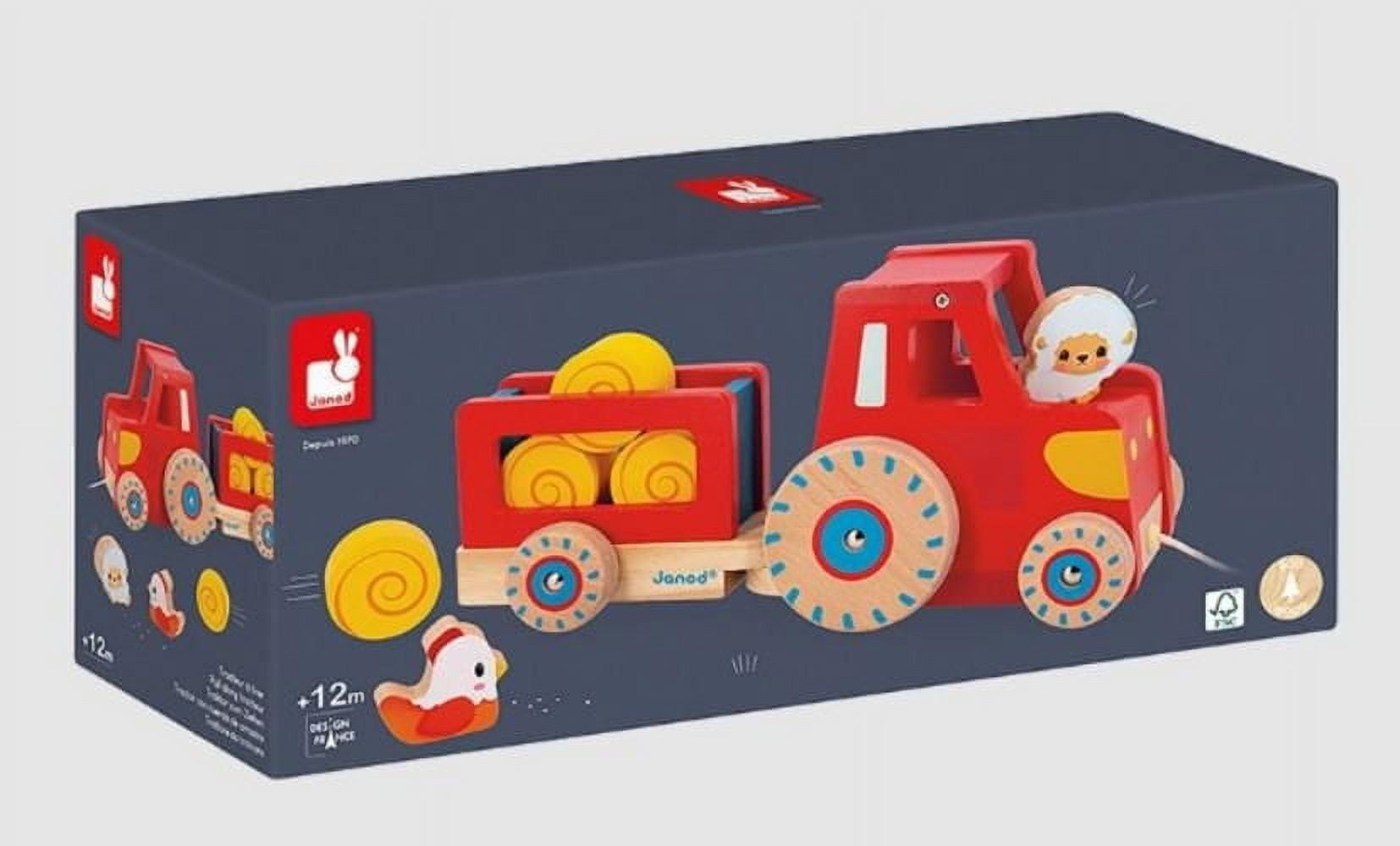 Janod - Ferme: Tracteur à tirer - jouet en bois - 12 mois et plus Jouet à tirer