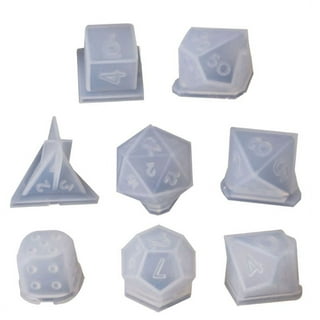 7 Pcs Dice Epoxy Resin Molds, TSV Multiple Shapes Polyhedral Dice Molds,  Clear Silicone Casting Molds for DIY Jewelry Crafts, Table Games Dice,  White