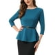 thumbnail image 1 of Blusas Peplum INSPIRE CHIC para Mujer con Manga 3/4 y Cinturón Elegante para Trabajo S Azul Lago, 1 of 6