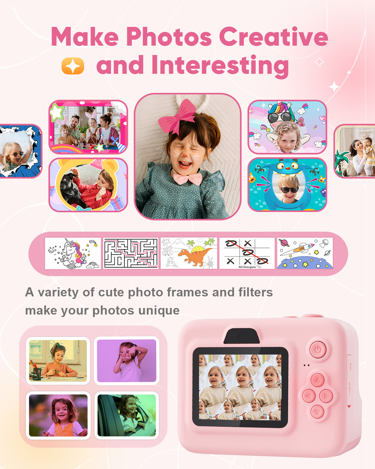 Prysyed Kids Instant Print Digital Camera, 1080P HD, Pink photo 5