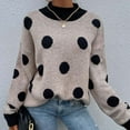 thumbnail image 1 of Chandail Tricoté à Pois Col Rond pour Femmes Mode Chandail Tricoté Haut Blouse, 1 of 5