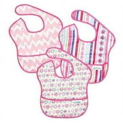 Bumkins Waterproof SuperBib 3 Pack, Girl (G8-Ribbon/Bloom/Pink Chevron) (6-24 Months)