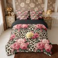 thumbnail image 3 of Manfei Watercolor Flowers 7-Piece Twin Bedding,Vintage Leopard Print Splash Bedding Comforter Set,Reversible, 3 of 6