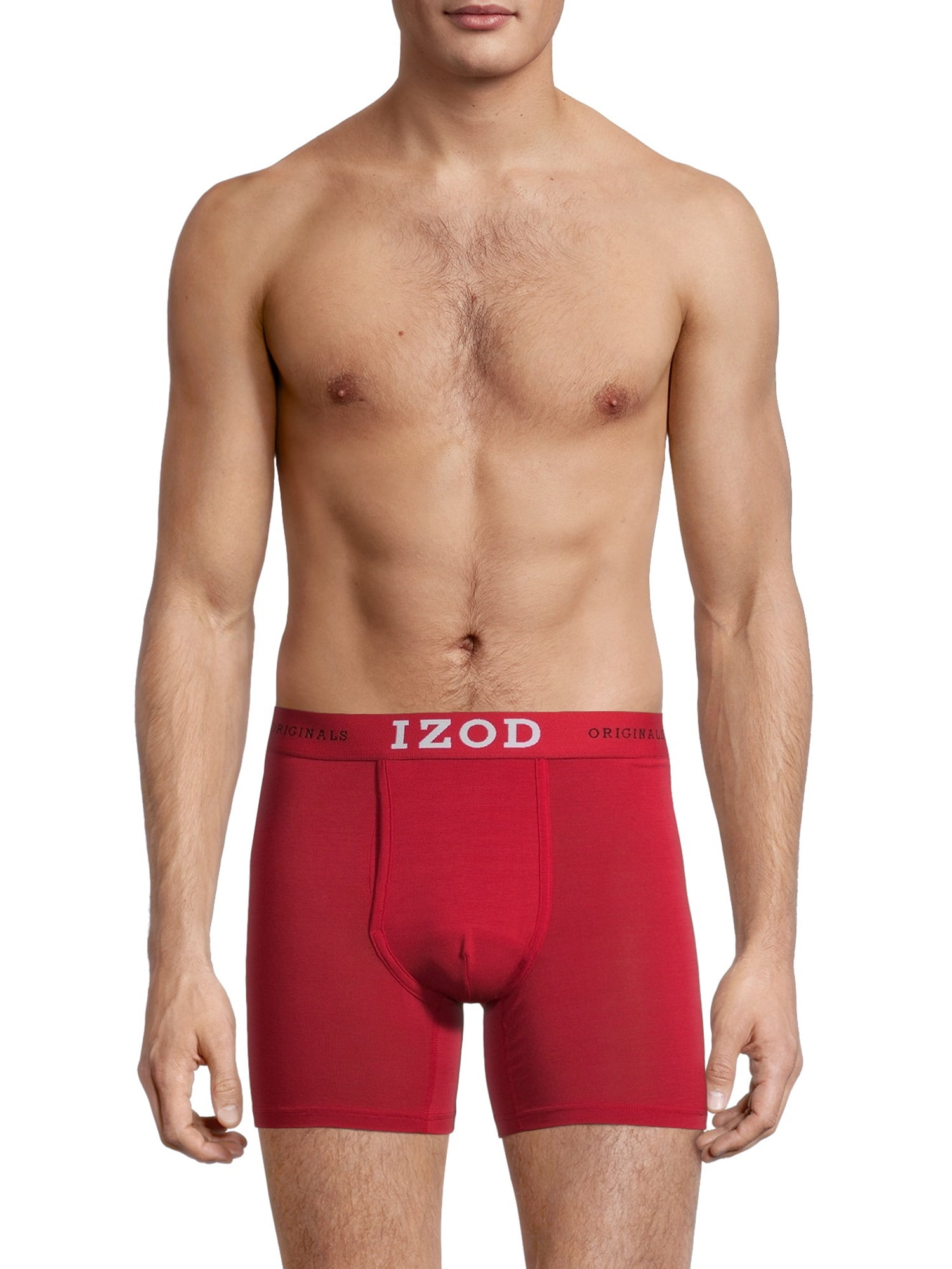 IZOD Men's Mid Thigh Boxer Brief Underwear, 3-Pack, 5.5"