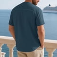 thumbnail image 7 of Kalauyu Mens Henley Shirts Short Sleeve Cotton Casual Summer Basic T-Shirts Solid Collarless Shirts for Work, 7 of 7