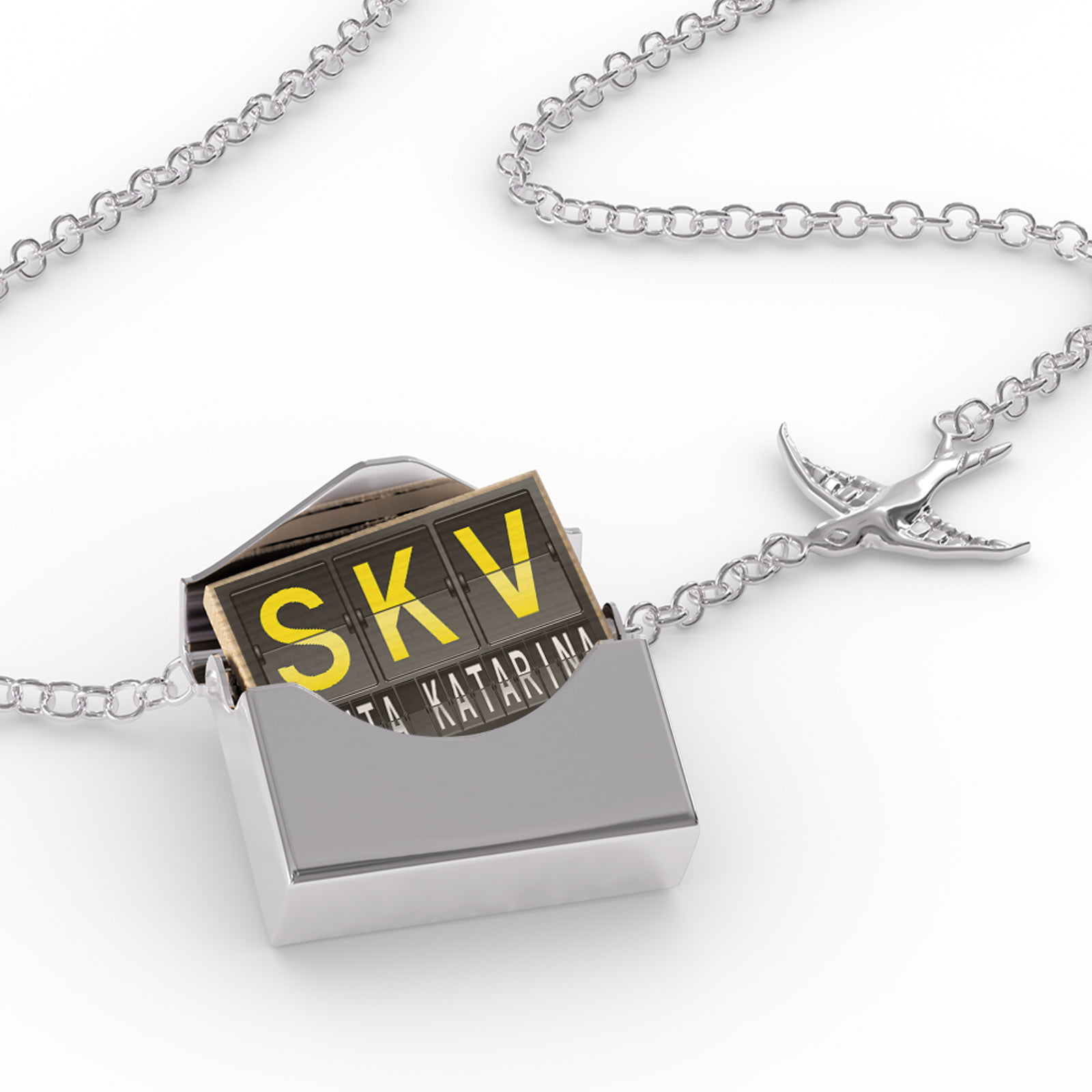 NEONBLOND Personalized Name Engraved Airportcode SKV Santa Katarina Dogtag Necklace