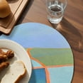 thumbnail image 3 of Green Teal Orange Round 13 Inch Placemats Set of 6, Modern Oil Painting Abstract HeatResistant Non Slip Place Mats for Dining Table, Wipeable Braided Kitchen Table Mats for Housewarming, 3 of 9