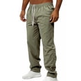 thumbnail image 6 of LIaqionyy Men's Pants Casual Elastic Waist Drawstring Trousers Straight Leg Solid Color Pant Clothes with Pockets, 6 of 8