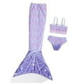 thumbnail image 4 of Magical Mermaid Tail & Bikini Set for Little Girls 2-12 Years, Shiny Scale Princess Swimwear for Beach Pool Party Photos, 4 of 6