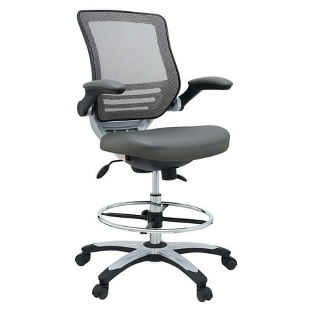 Modway Edge Modern Style Vinyl Drafting Chair in Gray Finish