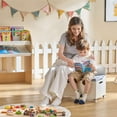 thumbnail image 4 of Kids Bookshelf and Toy Storage Organizer w/ Bench & Telescopic Book Holder, Reading Nook for Playroom, Bedroom, 4 of 8