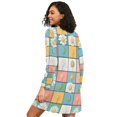 thumbnail image 2 of FORMRS Womens Long Sleeve Nightgowns Crew Neck Sleep Shirt Soft Pajamas Sizes S-3XL, Daisy Mosaic, 2 of 8