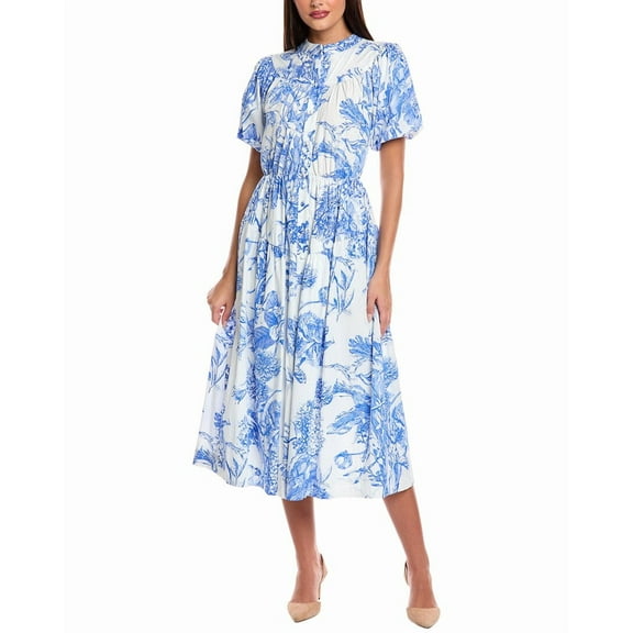 T Tahari womens Button Maxi Dress, l, Blue