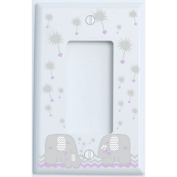 Grey Dandelion Elephant Light Switch Plates and Outlet Covers Elephant Nursery Decor