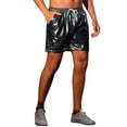 thumbnail image 5 of INSPIRE CHIC Metallic Shorts for Men's Elastic Drawstring Party Holographic Sparkly Shiny Hot Shorts with Pocket 28 Black, 5 of 5