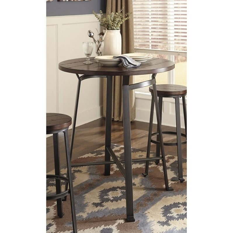 Ashley Challiman Round Bar Height Dining Table In Rustic Brown Canada - Challiman Dining Room Bar Height Table Ashley Challiman Round Bar Height Dining Table In Rustic Brown Canada - Challiman Dining Room Bar Height Table