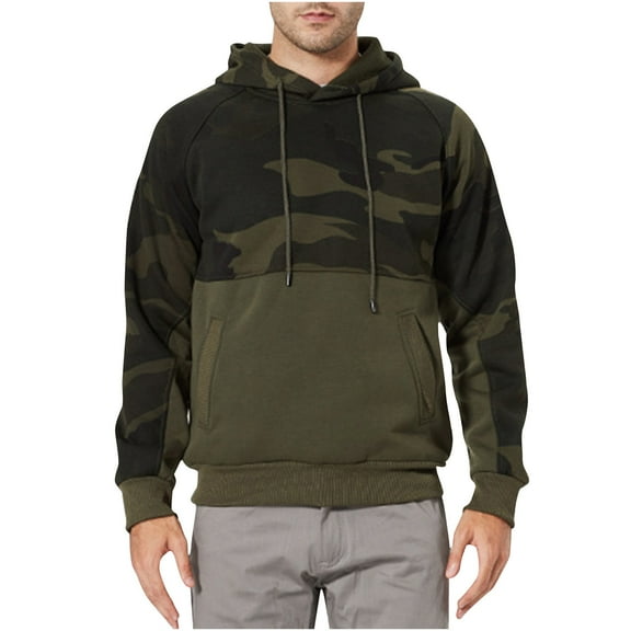 Men's Pullover Hoodie Camo Long Sleeve Sweatshirt Fleece Warm Hooded Sweatshirts with Kangaroo Pocket