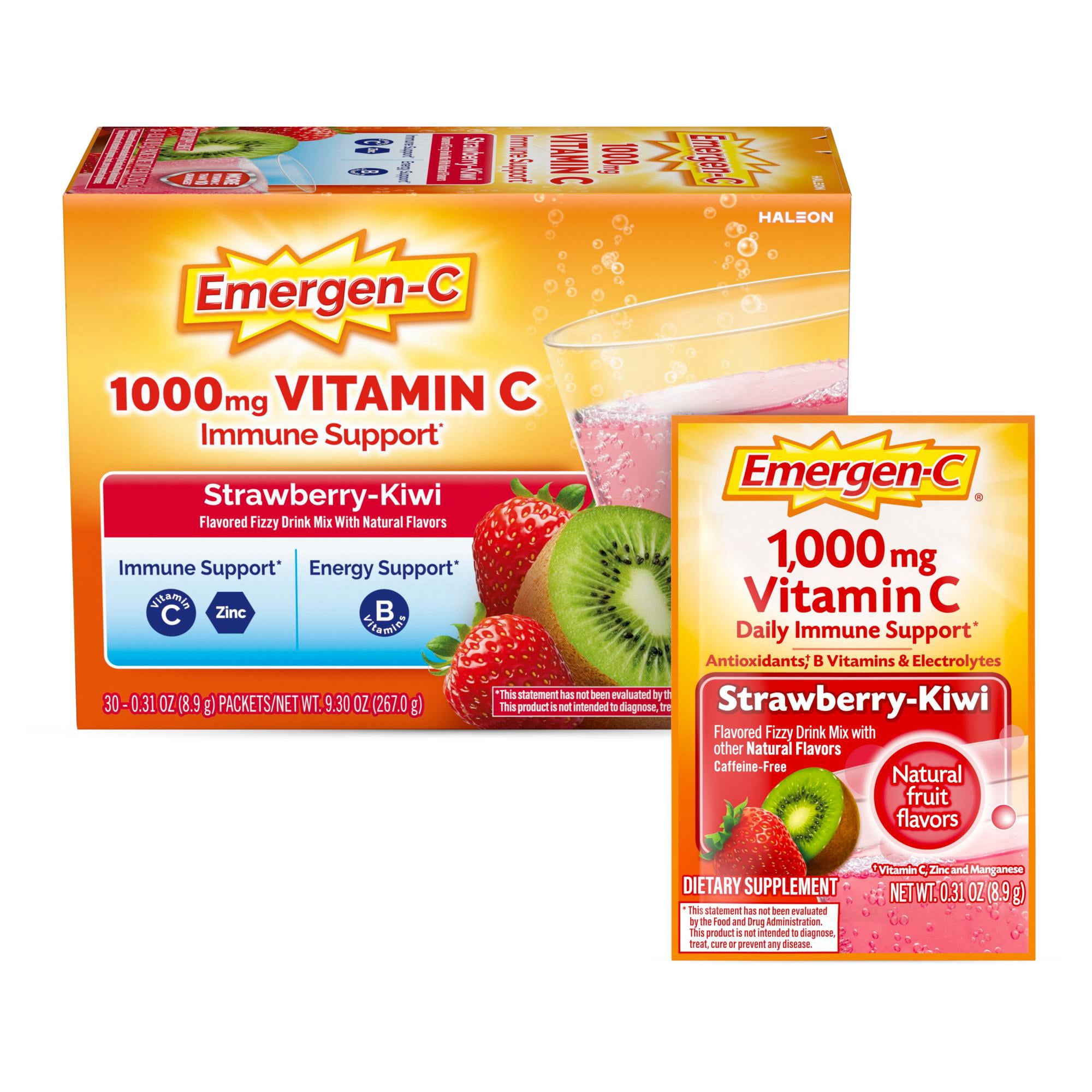 Emergen-C Vitamin C Supplement for Immune Support, Strawberry Kiwi, 30 Ct