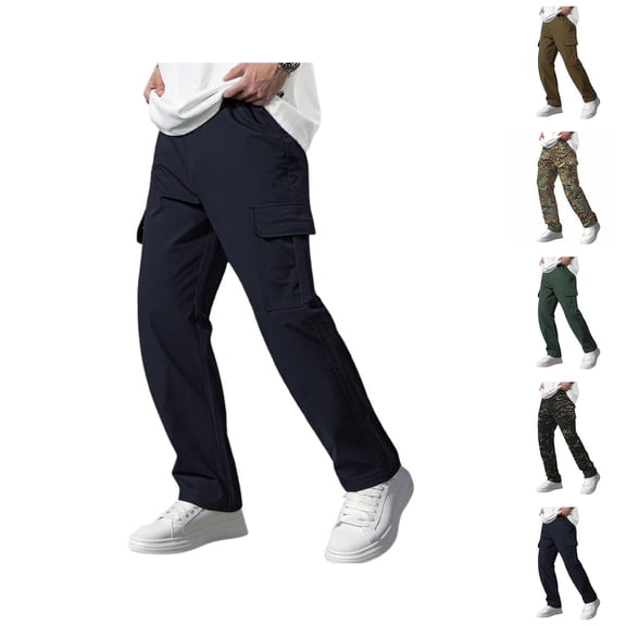 Camo Cargo Pants for Men Relaxed Fit Casual Straight Leg Hiking Utility Pants with Pockets
