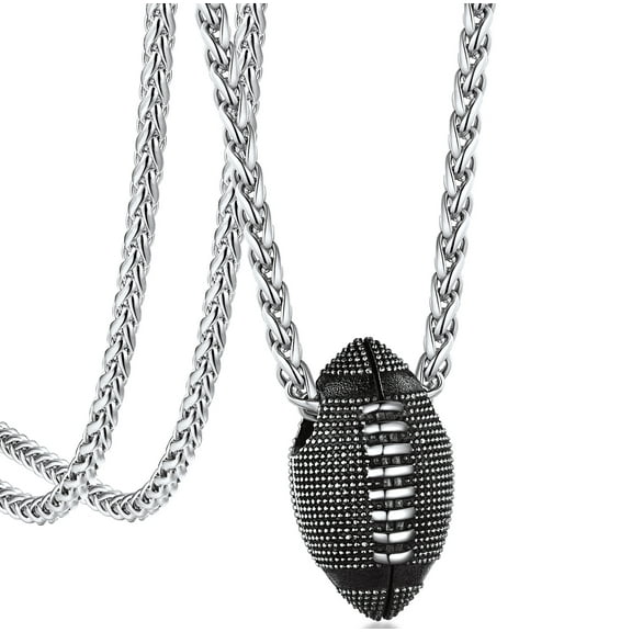 Bandmax Football Pendant Necklace for Son Dad Husband Father's Day Gift from Wife Women Mens Necklace Stainless Steel Sports Fans Lovers Athlete Collections Jewelry