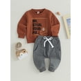 thumbnail image 3 of Faithtur Toddler Boys 2PCS Pants Sets Long Sleeve Letter Print Sweatshirt Tops and Drawstring Pants Sets, 3 of 9