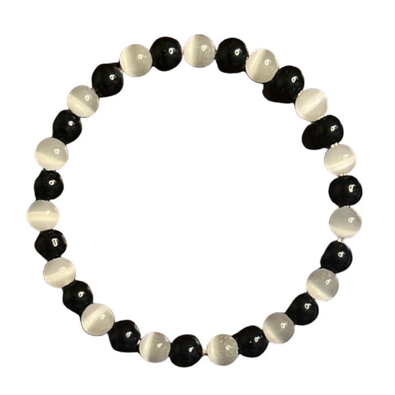 Semi-Precious Gemstone Bracelet - 8mm Round Beads Stretch Bracelet, Unisex Healing Energy Chakra Yoga Bracelet, Handmade 7 Inch Elastic for Women & Men