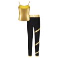 thumbnail image 5 of Raenseen Kids Girls Hip Hop Dance Outfit Girls Sparkly Camisole Tank with Shiny Rhinestones Pants Gold 8, 5 of 9