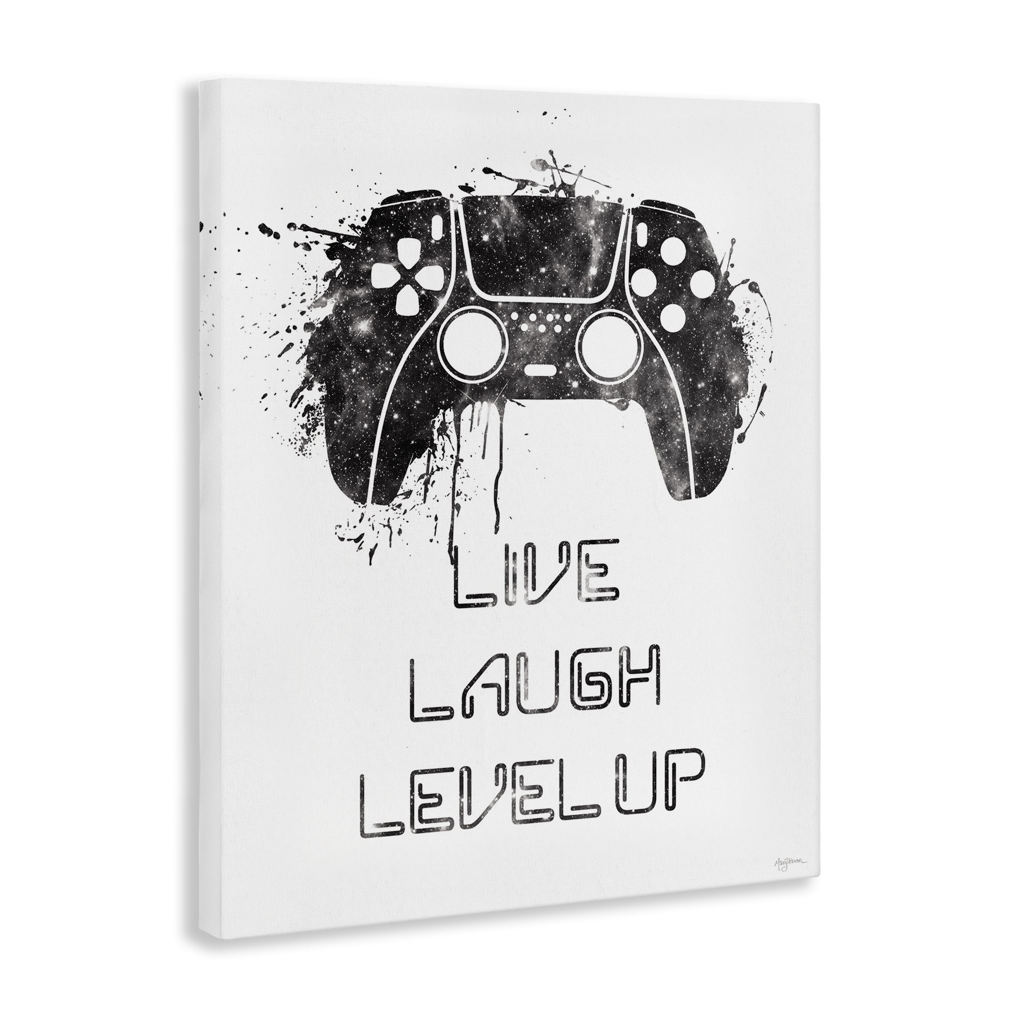 Stupell Industries Live Laugh Level Up Typography Painting Gallery Wrapped Canvas Art Print Wall Art, 30 x 40