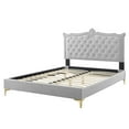 thumbnail image 6 of Platform Bed Frame, Nailhead, Queen Size, Grey Gray, Velvet, Modern Contemporary, Bedroom Master Guest Suite Room, 6 of 10