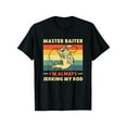 thumbnail image 1 of [100 % algodón] Camiseta humorística de pesca Master Baiter con diseño de lubina saltando., 1 of 7
