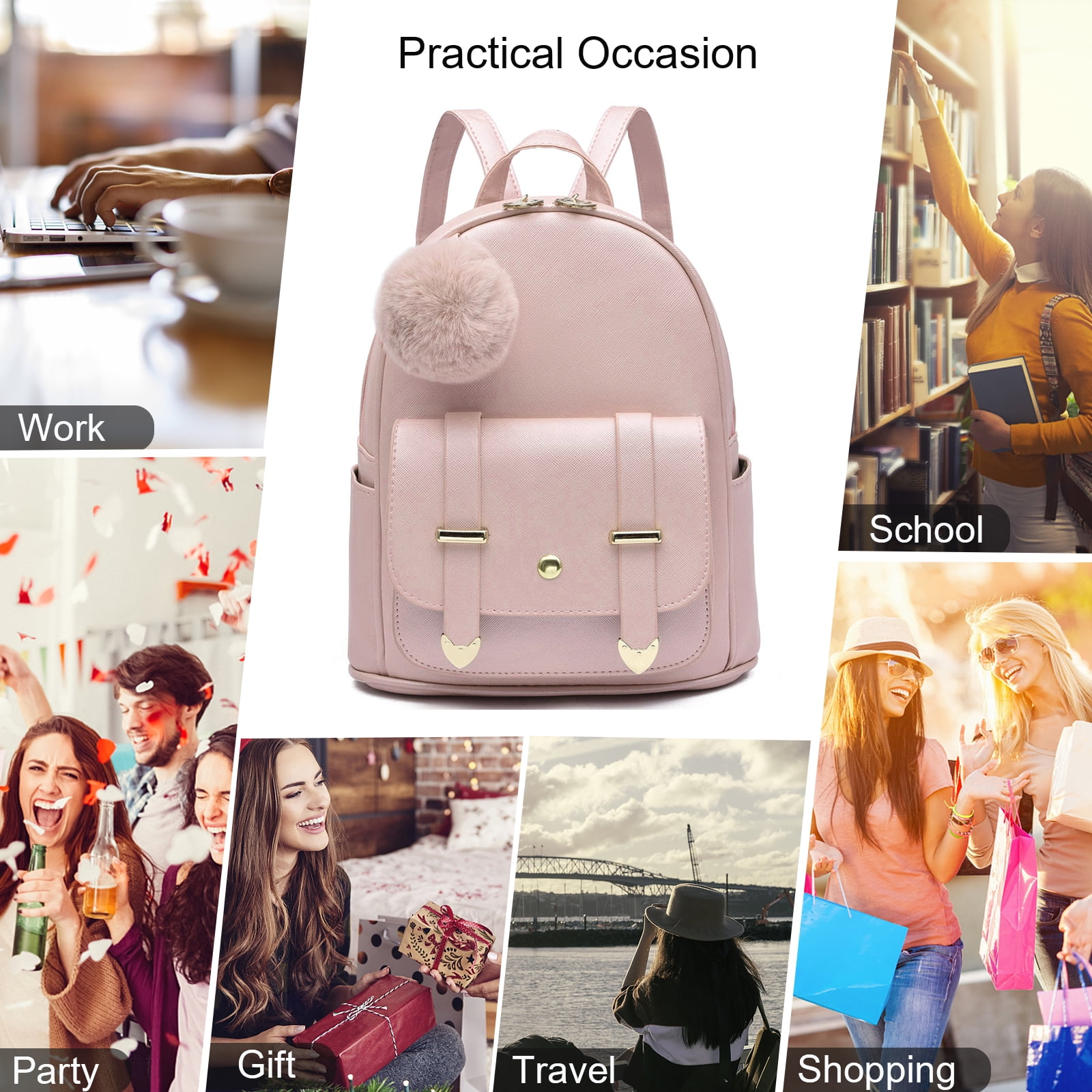 Girls Mini Backpack Purse PU Leather Fashion School Bag for 
