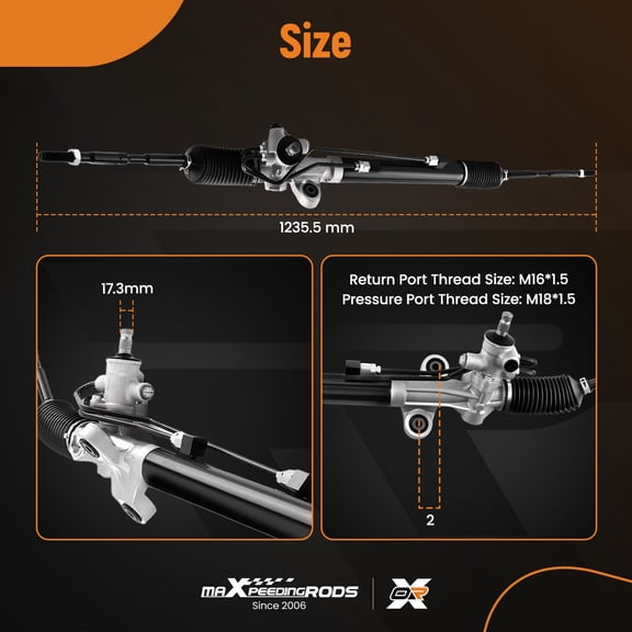 maXpeedingrods Hydraulic Power Steering Rack and Pinion Assembly 53601TK8A01 for Honda Odyssey 2011-2017 V6 3.5L Front