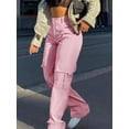 thumbnail image 5 of Women's Solid Color Straight Loose Casual Pocket Cargo Pants, 5 of 5