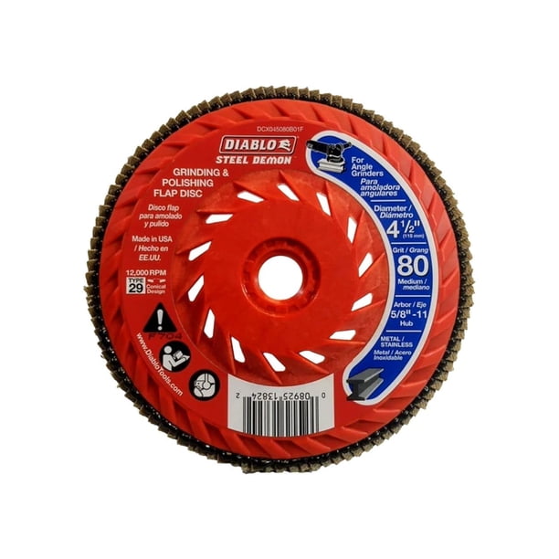 Disco de solapa Diablo Steel Demon, 4.5 pulgadas, grano 80, tipo 29