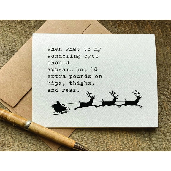 Funny Christmas Card – "When What to My Wondering Eyes Should Appear" – Humorous Holiday Greeting – Blank Inside with Envelope – Perfect for Friends and Family